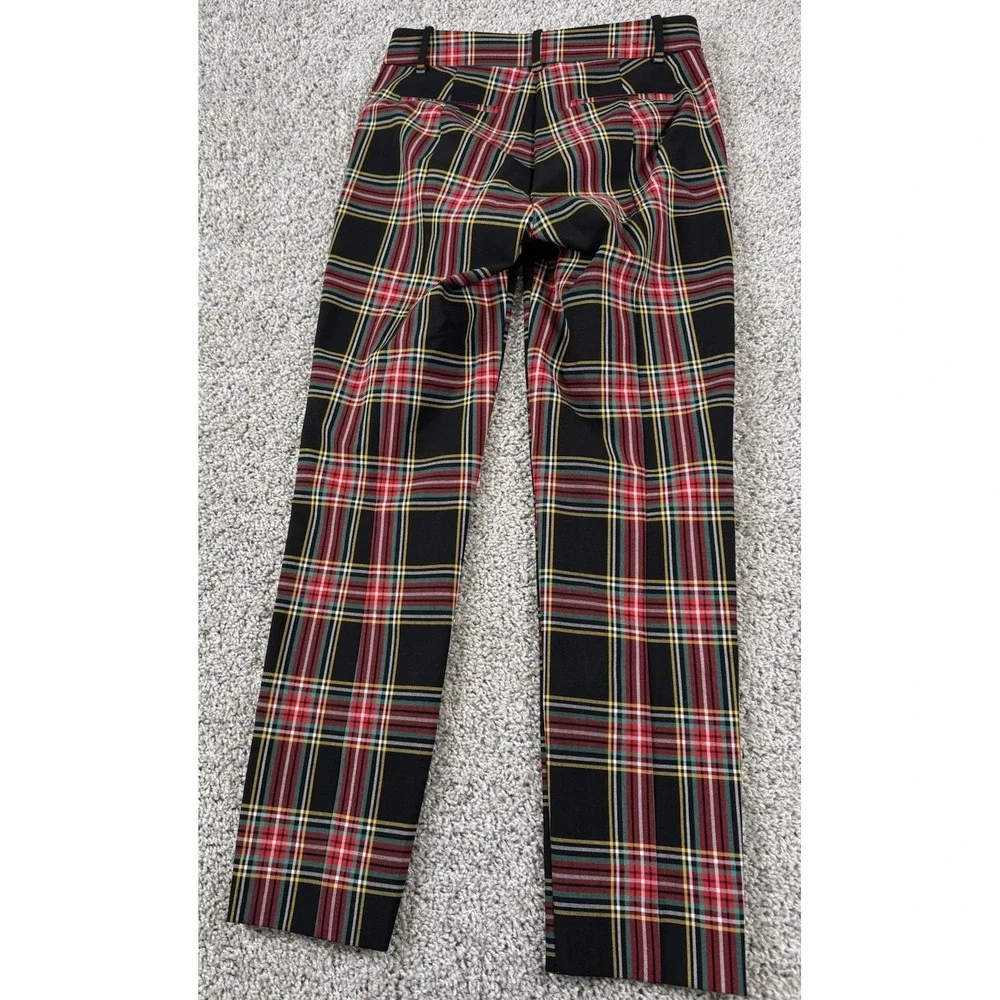 J Crew Ruby‎ Full Length Pant Holiday Red Tartan Plaid 2 Petite - Picture 6 of 8